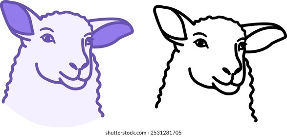 Lamb Icons. Domestic Animal. Sheep Vector Illustration. Farming Concept