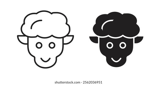 Lamb icons in flat and line style set.