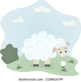 lamb illustration in the meadow