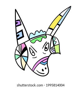 lamb illustration, symbol of the celebration of ei al adha, with doodle cubism style 