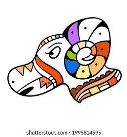 lamb illustration, symbol of the celebration of ei al adha, with doodle cubism style