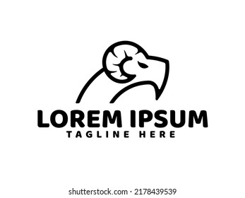 lamb logo. Abstract line head lamb or goat logo premium vector