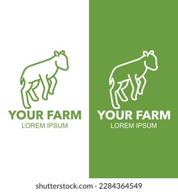 Lamb logo illustration, vector line art illustration, isolated on white and green background