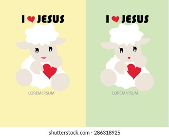 Lamb love jesus cartoon vector.