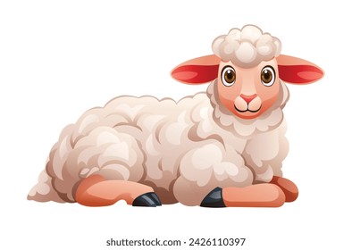 Lamb lying down. Vector cartoon illustration isolated on white background