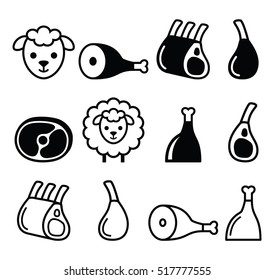 Lamb Meat,  Icons Set