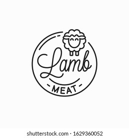 Lamb Meat Logo. Round Linear Logo Of Lamb On White Background