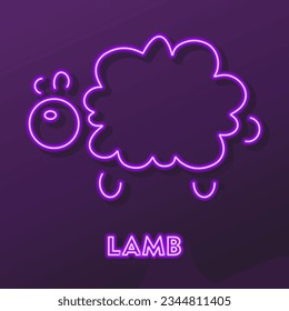 lamb neon sign, modern glowing banner design, colorful modern design trends on black background. Vector illustration.