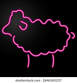 sinal de néon de cordeiro, design de banner brilhante moderno, tendências de design moderno colorido no fundo preto. Ilustração vetorial.