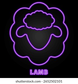 lamb neon sign, modern glowing banner design, colorful modern design trends on black background. Vector illustration.