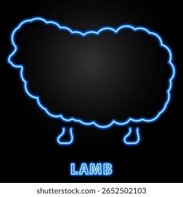 lamb neon sign, modern glowing banner design, colorful modern design trends on black background. Vector illustration.
