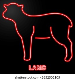 lamb neon sign, modern glowing banner design, colorful modern design trends on black background. Vector illustration.