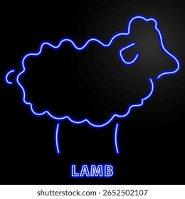 lamb neon sign, modern glowing banner design, colorful modern design trends on black background. Vector illustration.