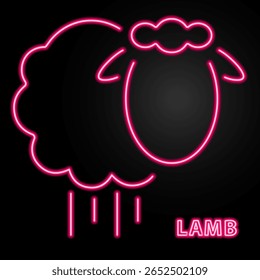 lamb neon sign, modern glowing banner design, colorful modern design trends on black background. Vector illustration.
