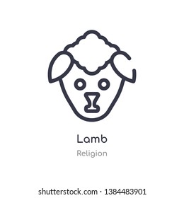 lamb outline icon. isolated line vector illustration from religion collection. editable thin stroke lamb icon on white background