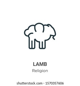 Lamb outline vector icon. Thin line black lamb icon, flat vector simple element illustration from editable religion concept isolated on white background