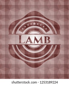 Lamb red polygonal badge. Seamless.