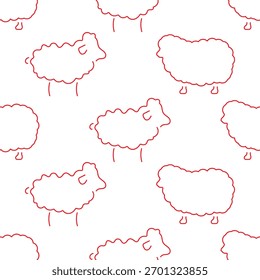 padrão sem emenda de cordeiro isolado em fundo transparente.