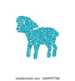 Lamb sheep farm mammal spiral pattern color silhouette animal.