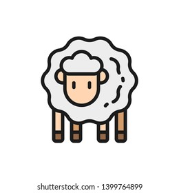 Lamb, sheep flat color icon.