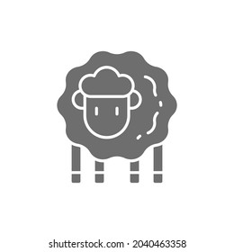 Lamb, sheep grey icon. Isolated on white background