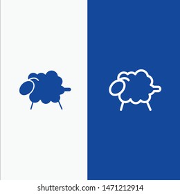 Lamb, Sheep, Wool, Easter Line and Glyph Solid icon Blue banner Line and Glyph Solid icon Blue banner. Vector Icon Template background