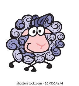 Cordero, ovino.Vector diseño, ilustración sobre fondo blanco aislado, colorante.