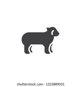 Lamb side view vector icon. filled flat sign for mobile concept and web design. Sheep standing glyph icon. Farm animal symbol, logo illustration. Pixel perfect vector graphics