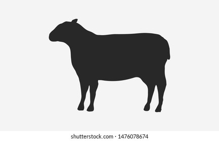 Lamb silhouette isolated on white background. Lamb or Sheep icon. Vector illustration