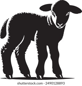 A lamb silhouette vector art illustration