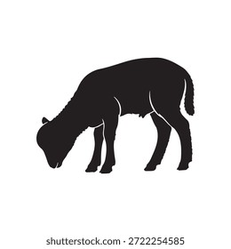design de ilustração plana vetor de silhueta de cordeiro sobre fundo branco
