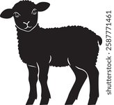 Lamb Silhouette Vector Illustration on White Background