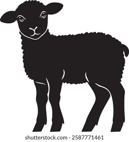 Lamb Silhouette Vector Illustration on White Background