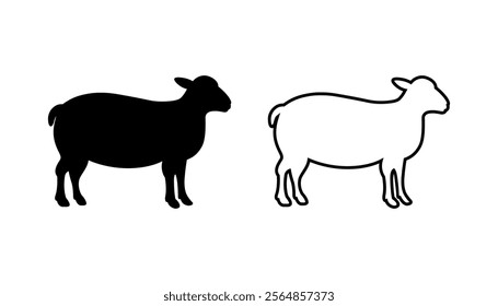 Lamb silhouette vector. sheep silhouette isolated vector illustration. Lamb silhouette isolated on white background.