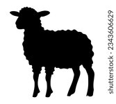 Lamb standing silhouette. Vector illustration