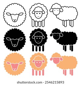 Coleção de ícones do vetor Lamb. conjunto de ilustrações do vetor.