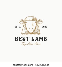 lamb vintage logo design vector