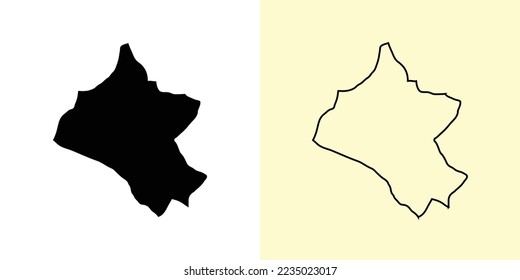 Lambayeque Karte, Peru, Americas. Ausgefüllte und umrissene Kartendesigns. Vektorgrafik