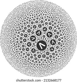 Die Lambda-Coronavirus-Stamm-Icons werden in der Kugel-Kollektion vereint. Lambda Coronavirus Stamm Symbol Blase Mosaik. Abstraktionspulenmosaik mit Symbolen der Lambda-Coronavirus-Stämme.