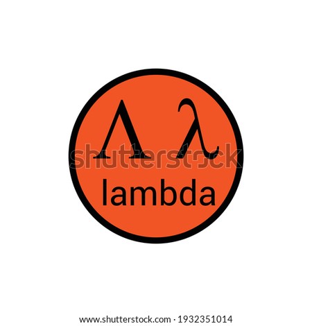 lambda greek letter symbol on white background