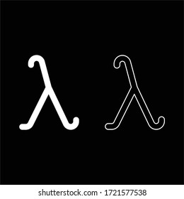 Lambda greek symbol small letter lowercase font icon outline set white color vector illustration flat style image