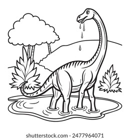 A  Lambeosauru calling out to its herd at a watering hole