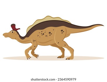 Lambeosaurus Dinosaur Cartoon Character Vector Illustration