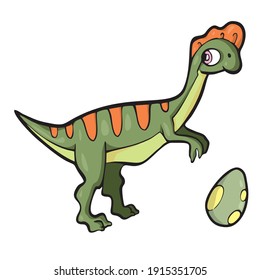 Lambeosaurus Dinosaur on white background Cute Cartoon Vector illustration