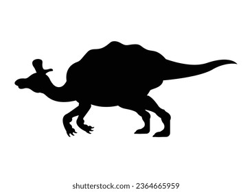 Lambeosaurus Dinosaur Silhouette Vector Isolated on White Background