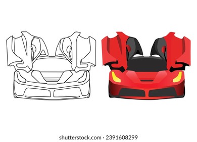 Lamborghini Modern sports car  on solid color vector illustration.