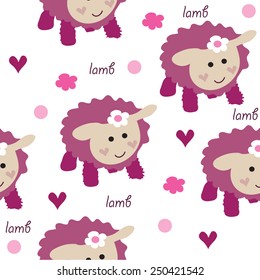 lambs with hearts pattern vector illustration