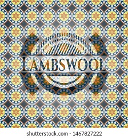 Lambswool arabic badge background. Arabesque decoration.