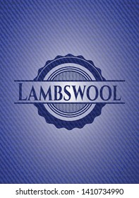 Lambswool emblem with jean background. Vector Illustration. Detailed.