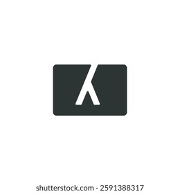 Lamda simple design logo on black rectangle 